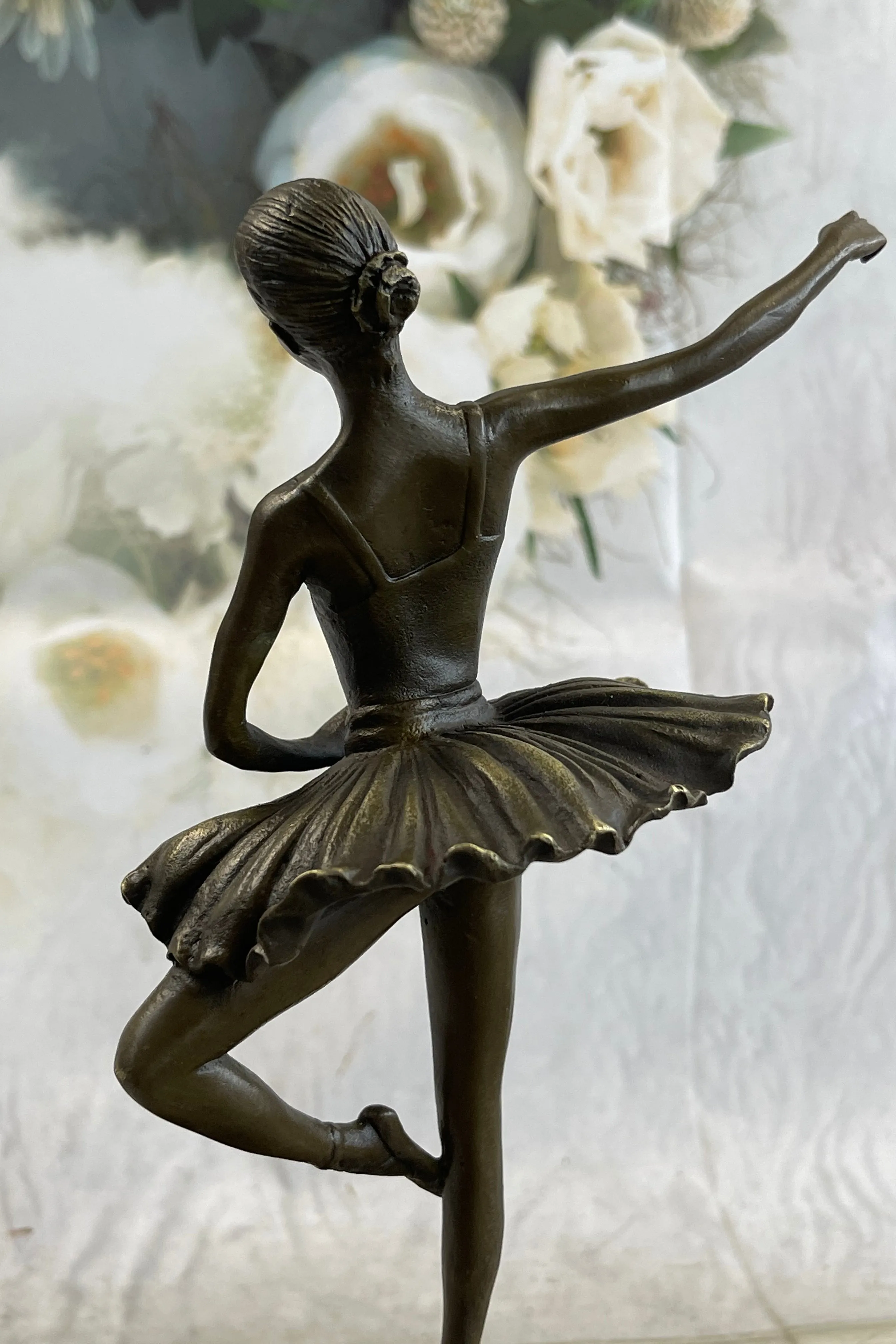11'' Tall Bronze Dancer Ballerina Bronze Statue Handmade Marble Base Vintage Art