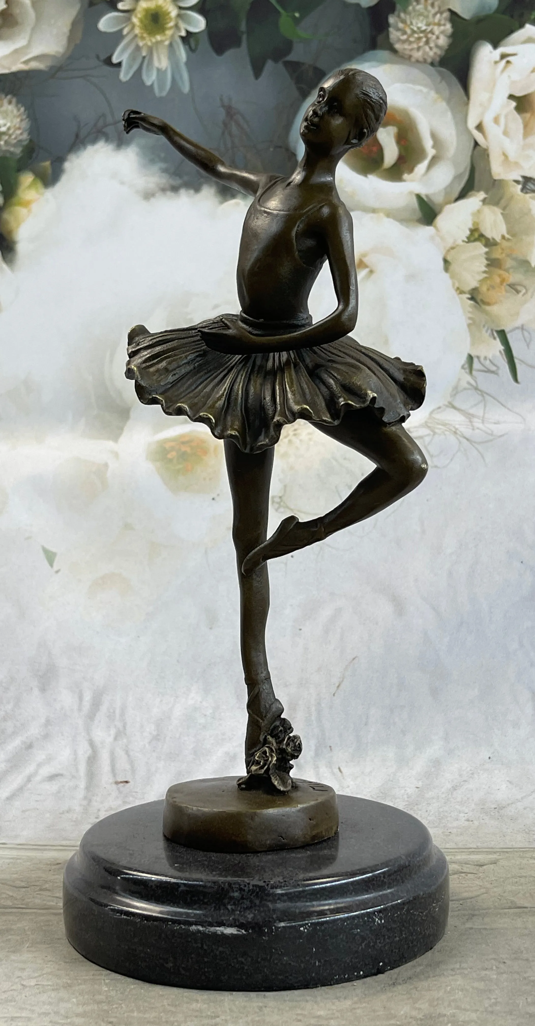 11'' Tall Bronze Dancer Ballerina Bronze Statue Handmade Marble Base Vintage Art