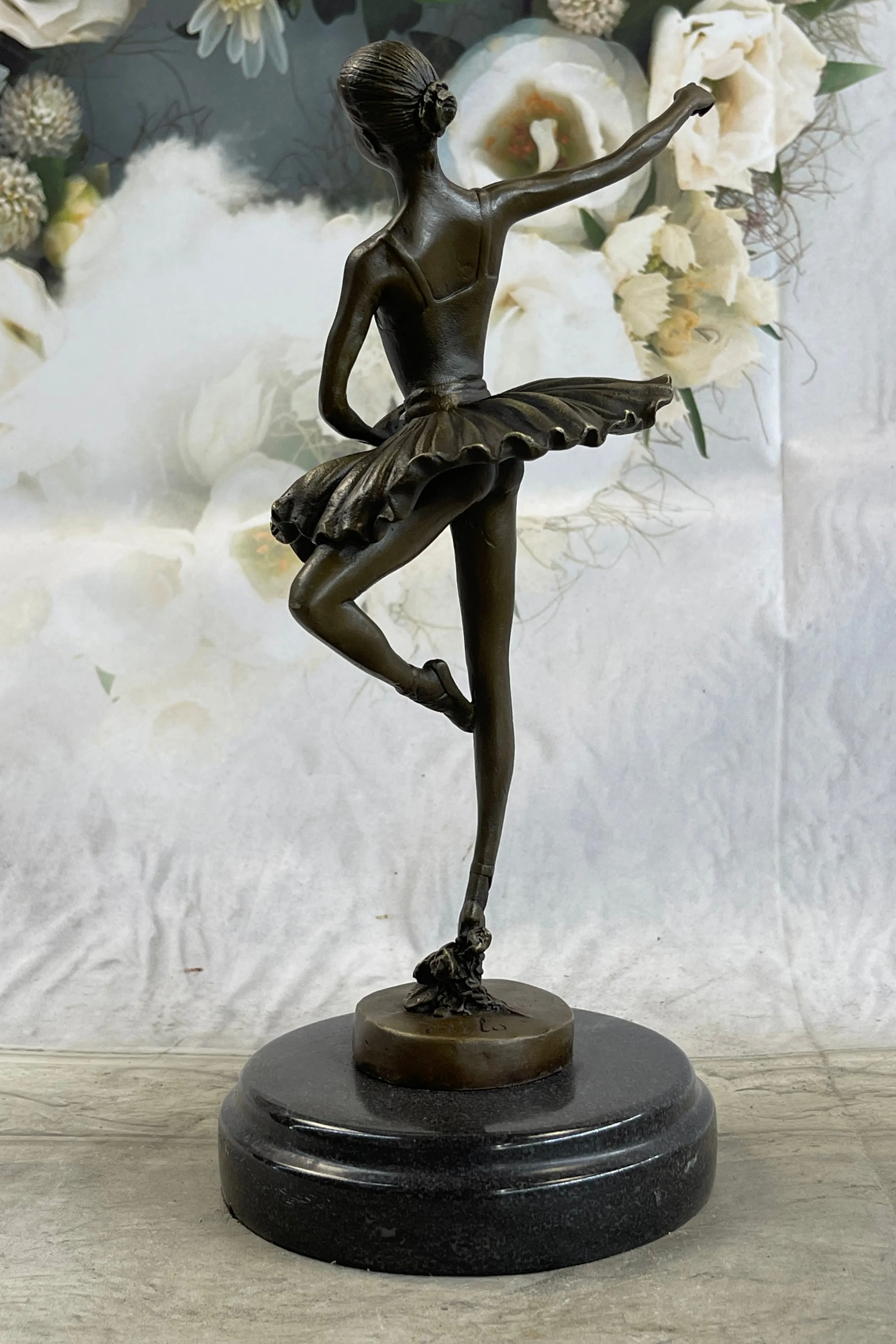 11'' Tall Bronze Dancer Ballerina Bronze Statue Handmade Marble Base Vintage Art