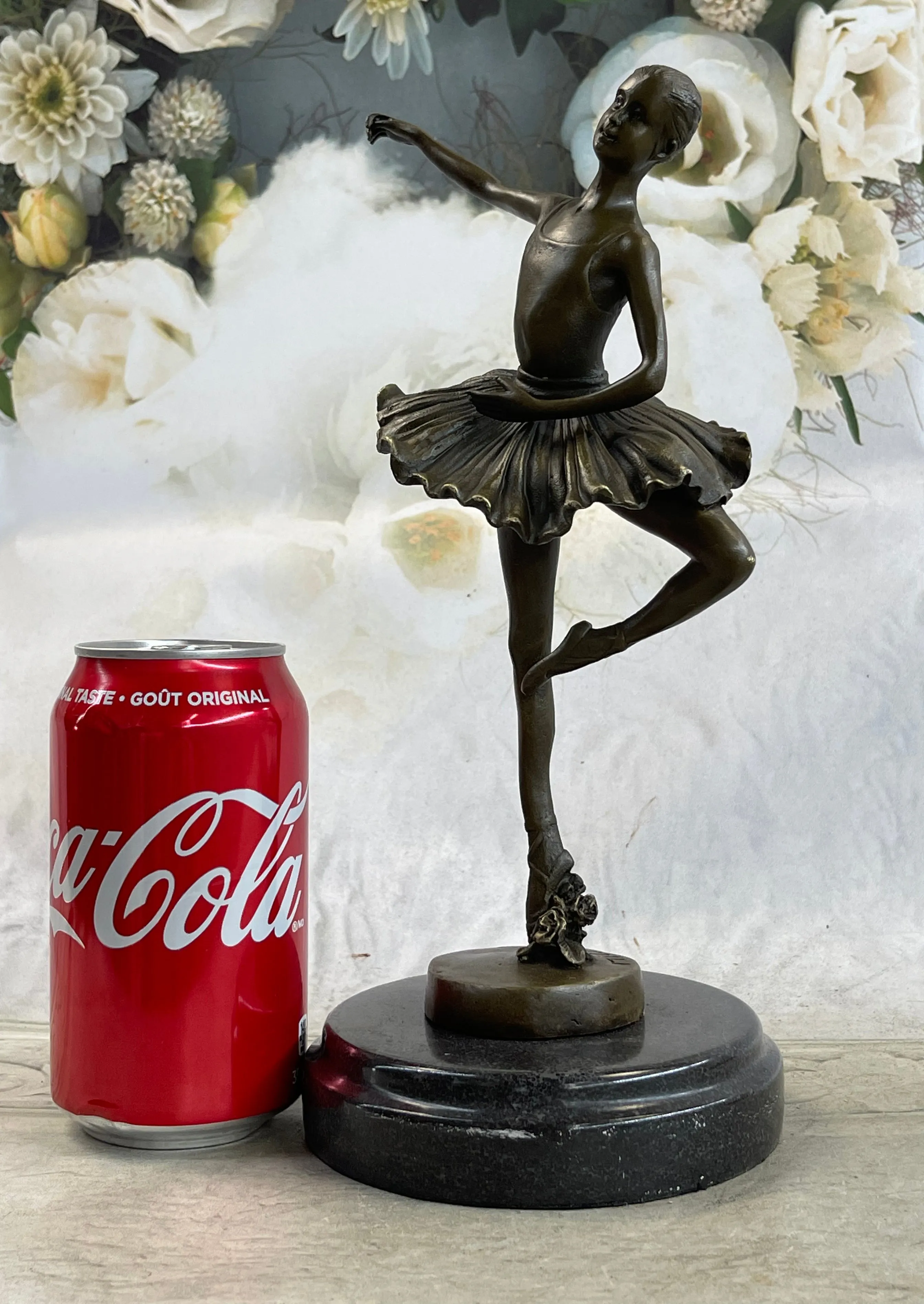11'' Tall Bronze Dancer Ballerina Bronze Statue Handmade Marble Base Vintage Art