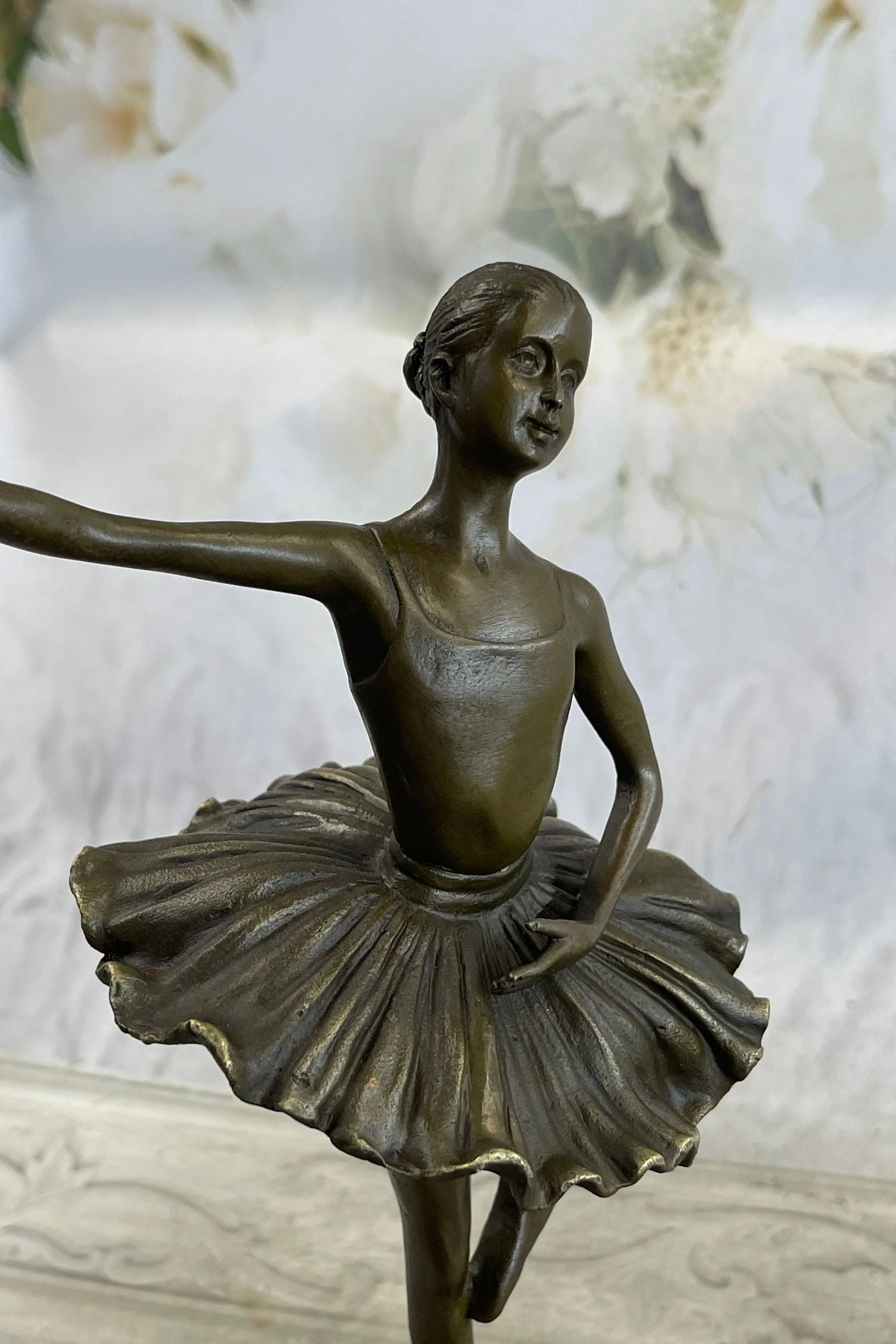 11'' Tall Bronze Dancer Ballerina Bronze Statue Handmade Marble Base Vintage Art