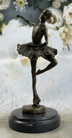 11'' Tall Bronze Dancer Ballerina Bronze Statue Handmade Marble Base Vintage Art
