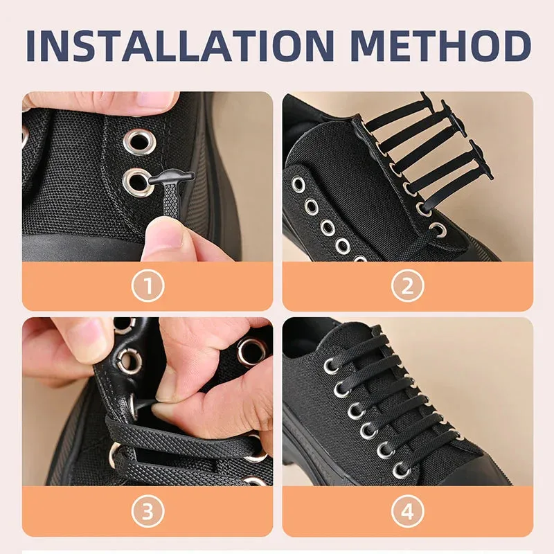 16pcs/lot Silicone  No Tie Shoelaces