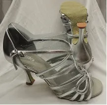 2.5" Brenda -- Flare Heel Latin Sandal -- Silver