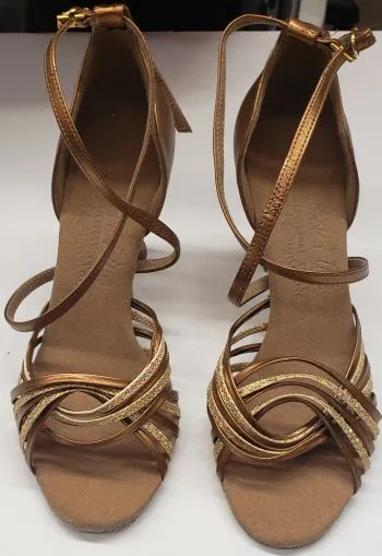 2.5" Jessica I -- Women's Latin Ballroom Sandal -- Gold Scale/Dark Tan