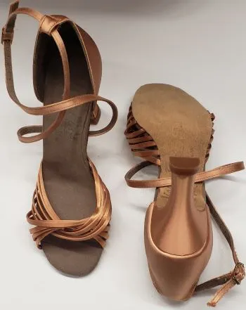 2.5" Jessica II -- Women's Latin Ballroom Sandal -- Tan Satin