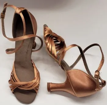 2.5" Jessica II -- Women's Latin Ballroom Sandal -- Tan Satin