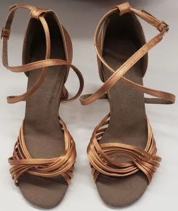 2.5" Jessica II -- Women's Latin Ballroom Sandal -- Tan Satin