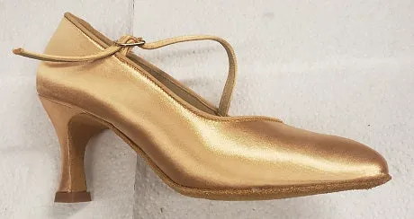 2.75" Joyce -- Flare Heel Standard Ballroom Shoe -- Tan Satin