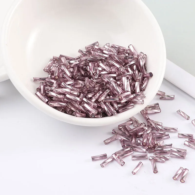 300Pcs Helical Seedbeads 11/0 Tube Bead 2x6mm Twist Bugles Glass Seed Beads For DIY Bracelet Jewelry Dress Making 25 Colors