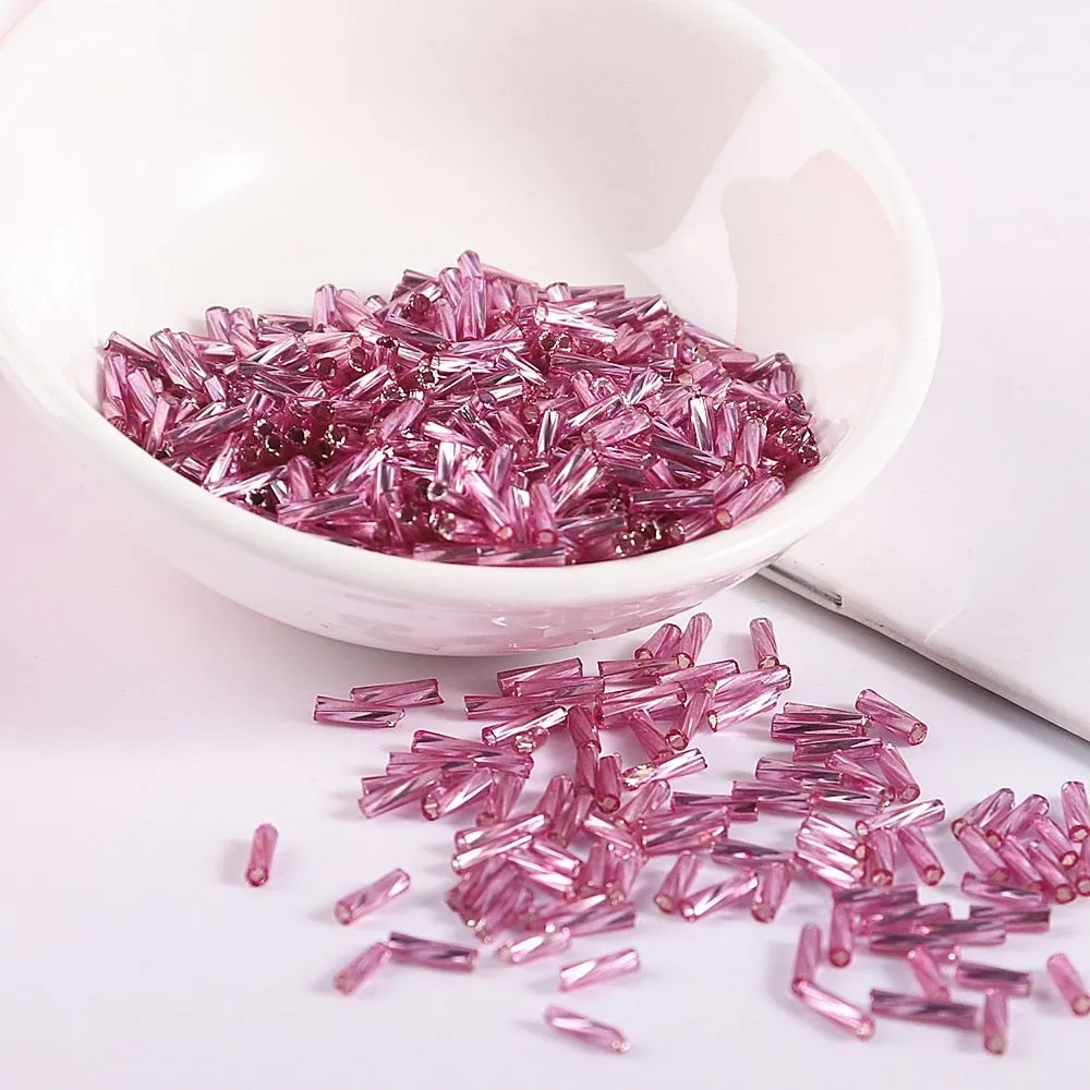 300Pcs Helical Seedbeads 11/0 Tube Bead 2x6mm Twist Bugles Glass Seed Beads For DIY Bracelet Jewelry Dress Making 25 Colors