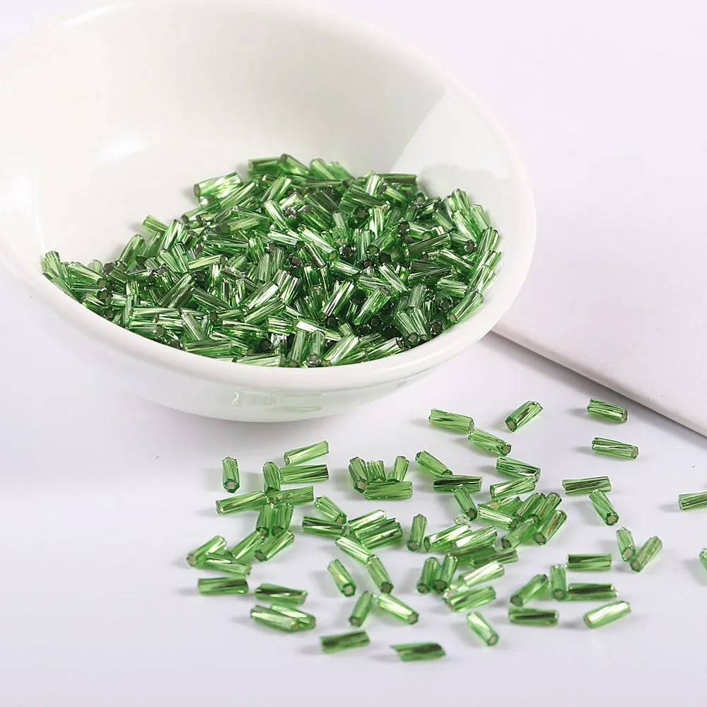 300Pcs Helical Seedbeads 11/0 Tube Bead 2x6mm Twist Bugles Glass Seed Beads For DIY Bracelet Jewelry Dress Making 25 Colors