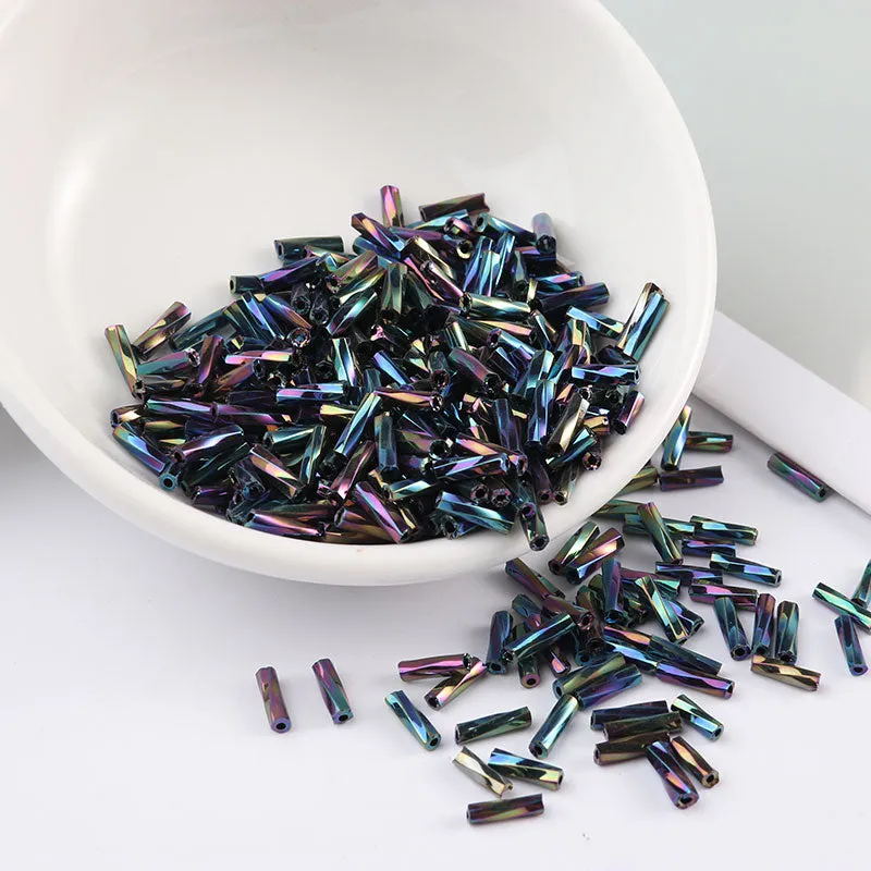 300Pcs Helical Seedbeads 11/0 Tube Bead 2x6mm Twist Bugles Glass Seed Beads For DIY Bracelet Jewelry Dress Making 25 Colors