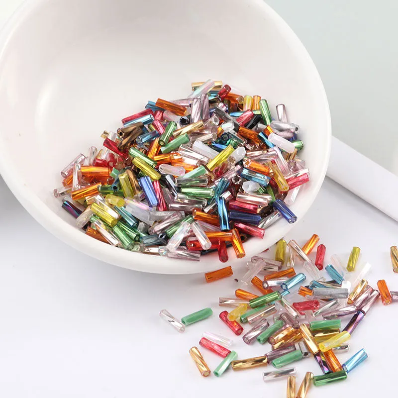 300Pcs Helical Seedbeads 11/0 Tube Bead 2x6mm Twist Bugles Glass Seed Beads For DIY Bracelet Jewelry Dress Making 25 Colors