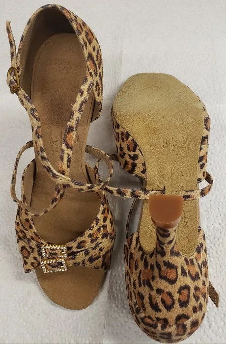 3" Angela -- Flare Heel Latin Sandal -- Leopard