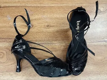 3" Impressions -- Women's Flare Heel Latin Sandal -- Black Patent