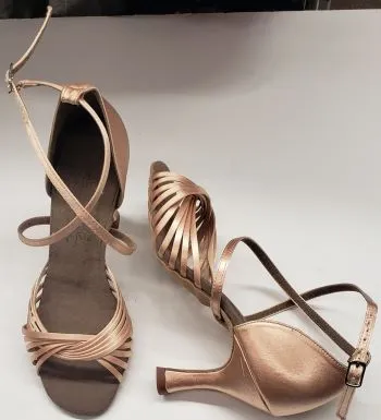 3" Jessica III -- Women's Latin Ballroom Sandal -- Tan Satin