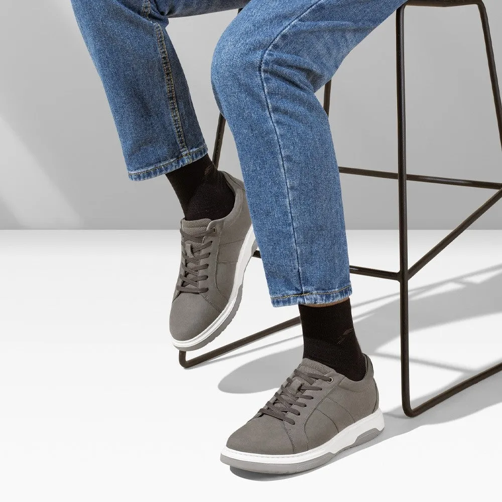 7 CM / 2.76 Inches CMR CHAMARIPA Height Increasing Shoes Gray Nubuck Leather Men's Casual Shoes