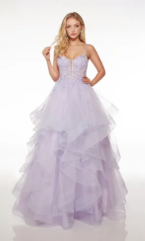 Alyce Paris Tiered Ball Gown Prom Dress 61668