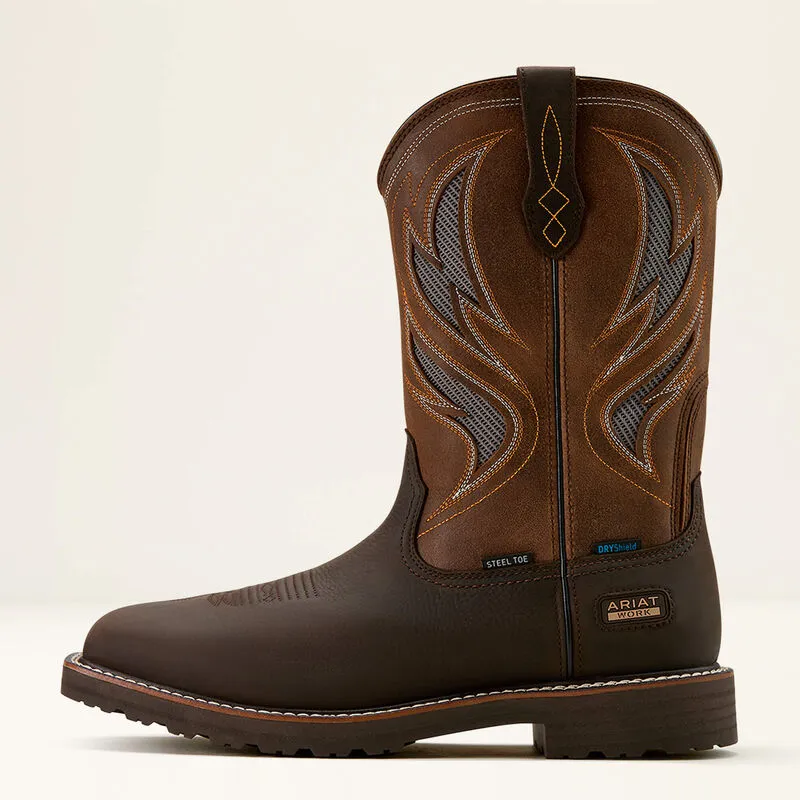 Ariat Men's Dark Brown Wicker Activator VentTEK Waterproof Steel Toe Cowboy Work Boots 10061119