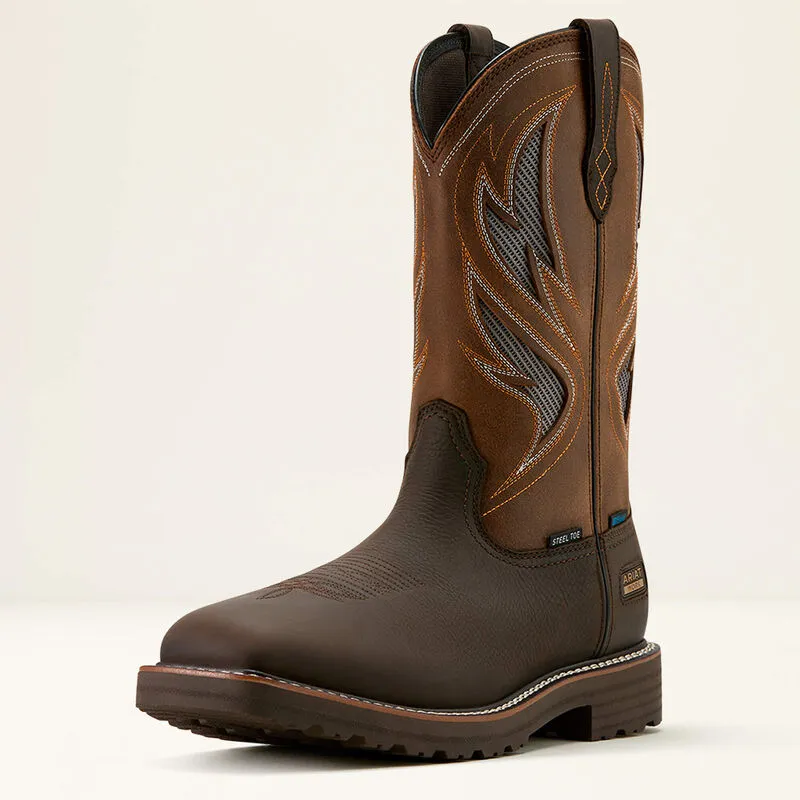 Ariat Men's Dark Brown Wicker Activator VentTEK Waterproof Steel Toe Cowboy Work Boots 10061119