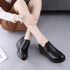 Autumn Thick Leather Women's Shoes | Gift Shoes