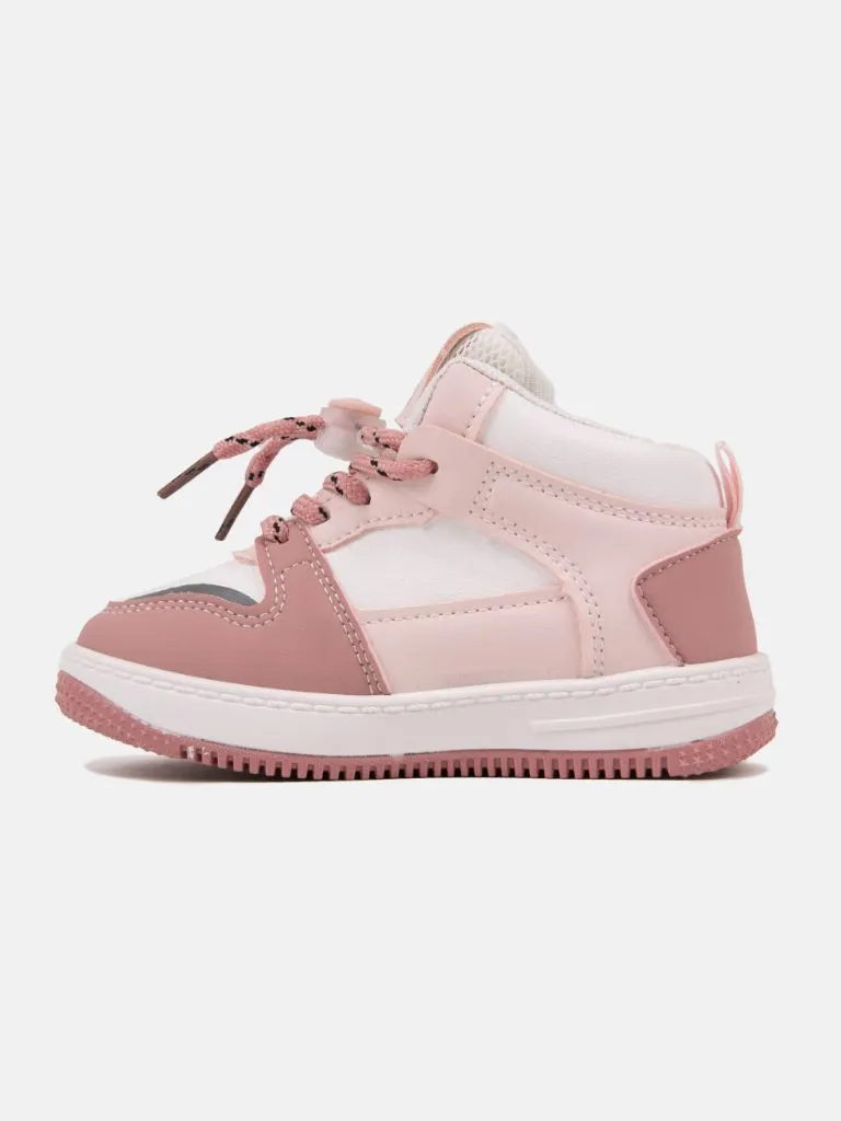 Baby Girl Active Trainers with panels and lace closure - Dusty Pink