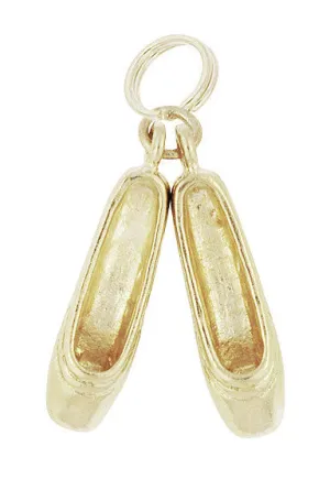 Ballet Shoes Charm in 14K Yellow Gold | Ballerina Toe Shoes Charm