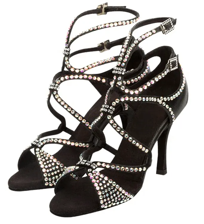 Ballroom Latin Salsa Sparkling Black Dance Shoes