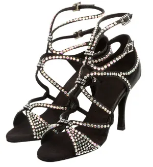 Ballroom Latin Salsa Sparkling Black Dance Shoes