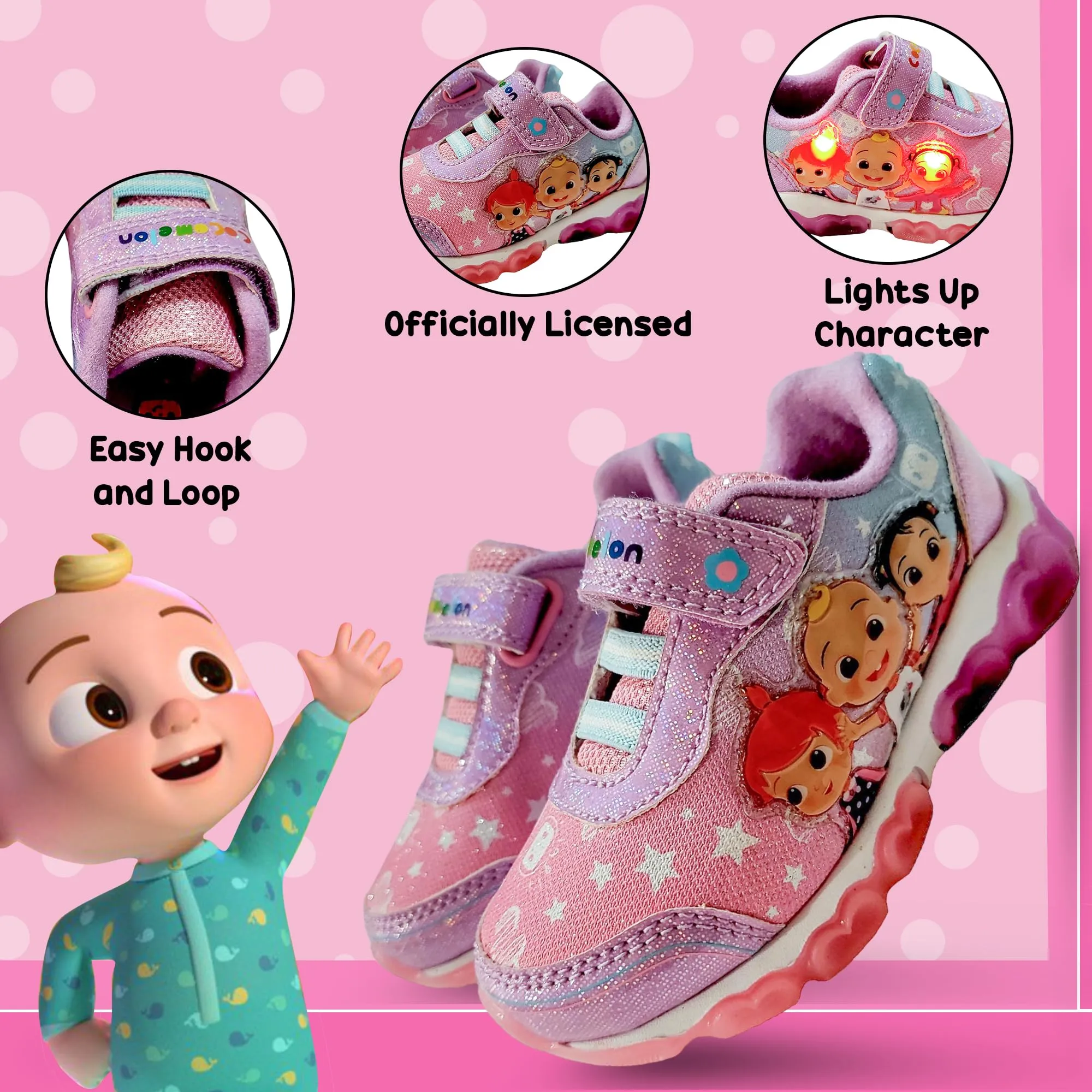 Bazillion Dreams Cocomelon Girl's Lighted Athletic Sneaker