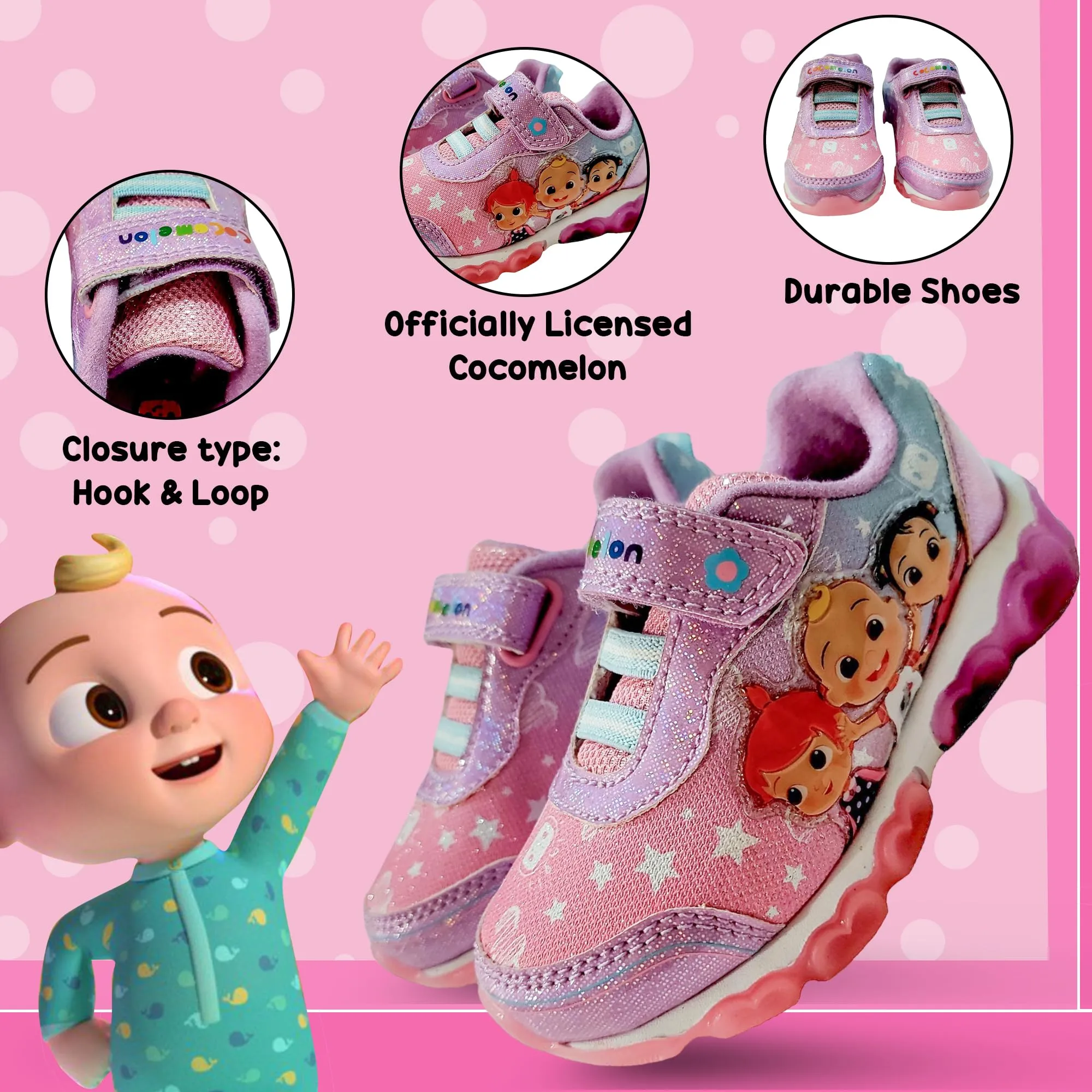 Bazillion Dreams Cocomelon Girl's Lighted Athletic Sneaker