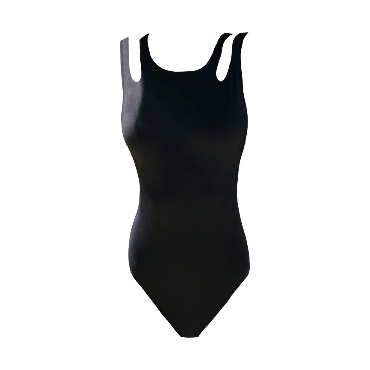 Black One Piece Swimsuit with Cut Out Sleeves