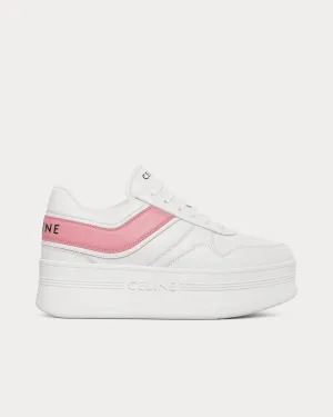 Block Wedge Calfskin Optic White / Pink Low Top Sneakers
