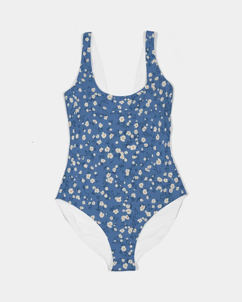 Blue Liberty Floral Feminine One-Piece Swimsuit