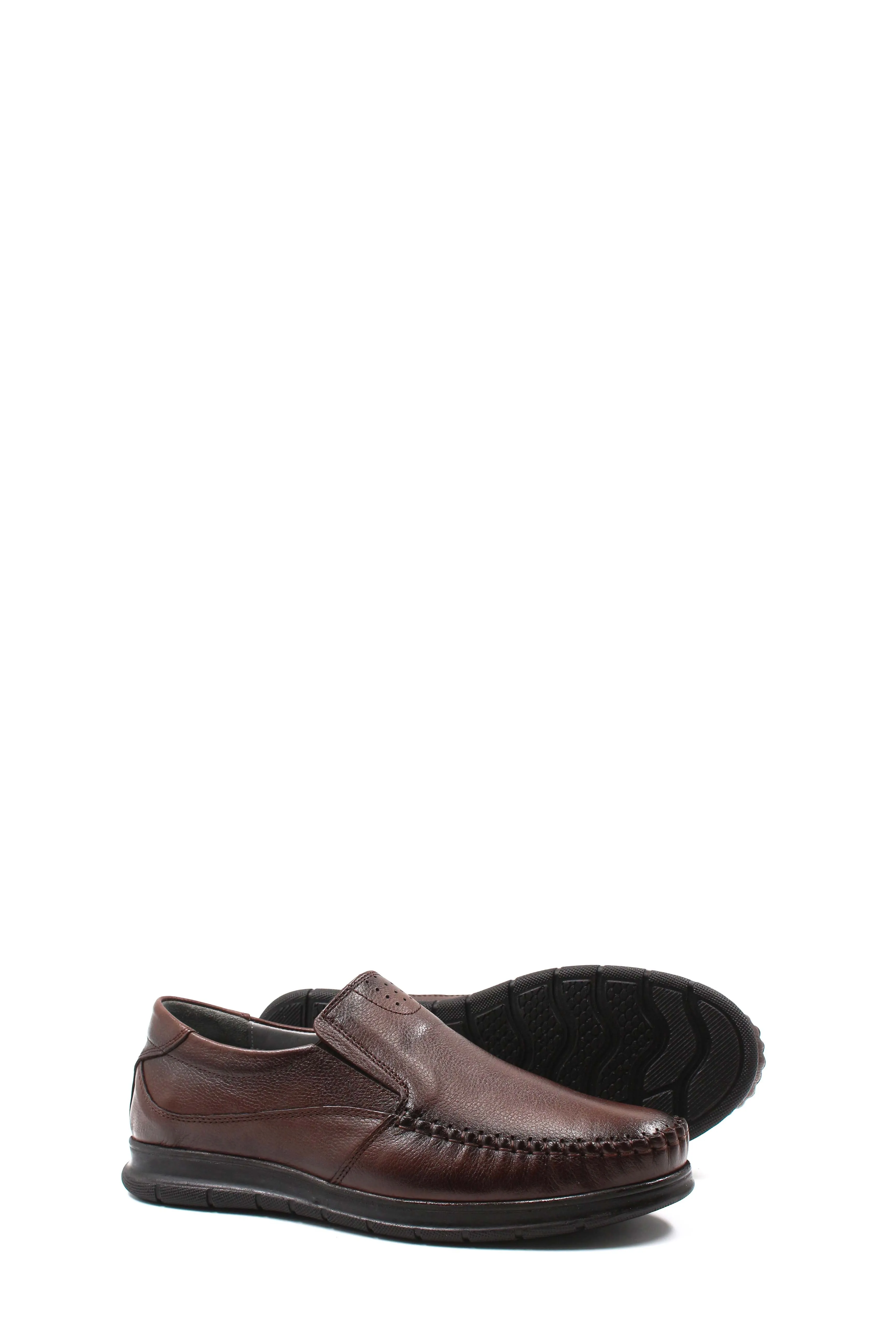 Brown Slip-On Leather Loafers-Wessi