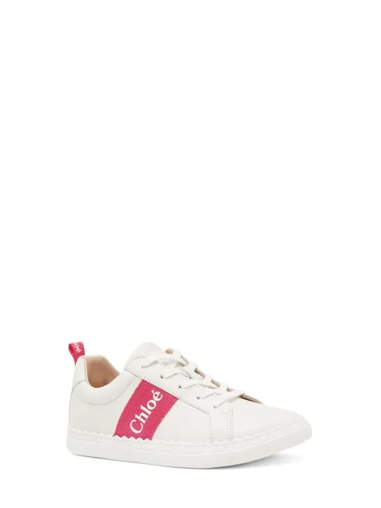Chloé   Leather lace-up sneakers 