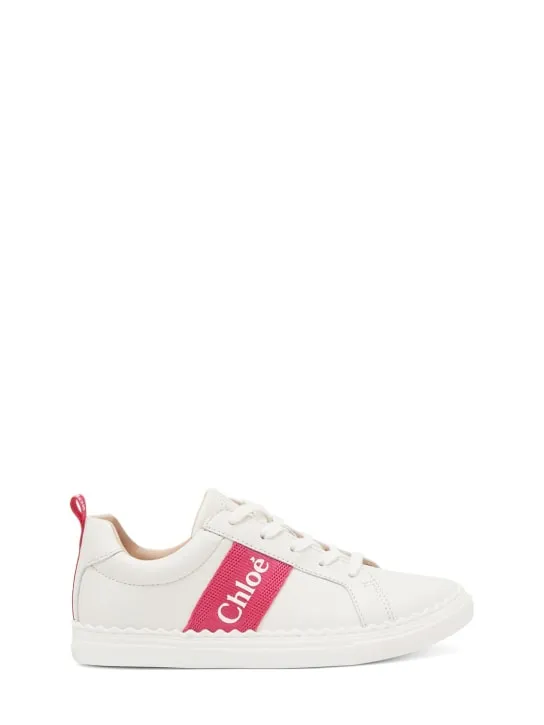 Chloé   Leather lace-up sneakers 