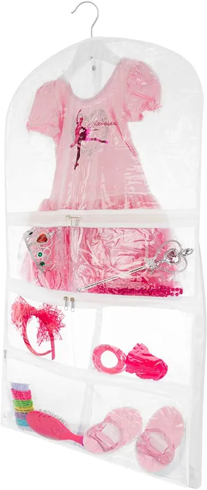 Clear Dance Costume Garment Bag 22 inch x 40 inch x 4 Inch  With 5 Pockets