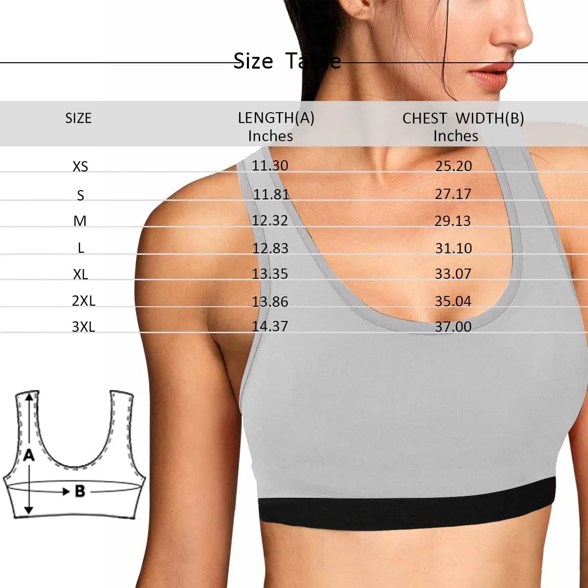 Custom Boyfriend Face Hand Black Background Sports Bra Personalized Women's All Over Print Yoga Sports Bra