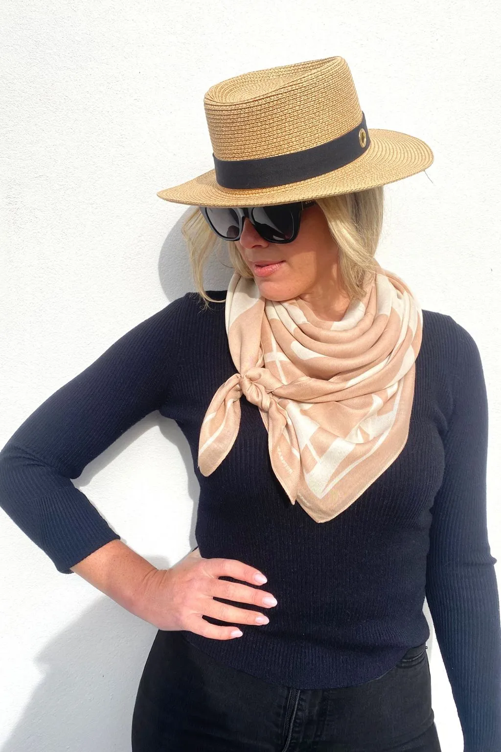 Dark Hampton The Wallace Cashmere Modal Scarf Tan Multi