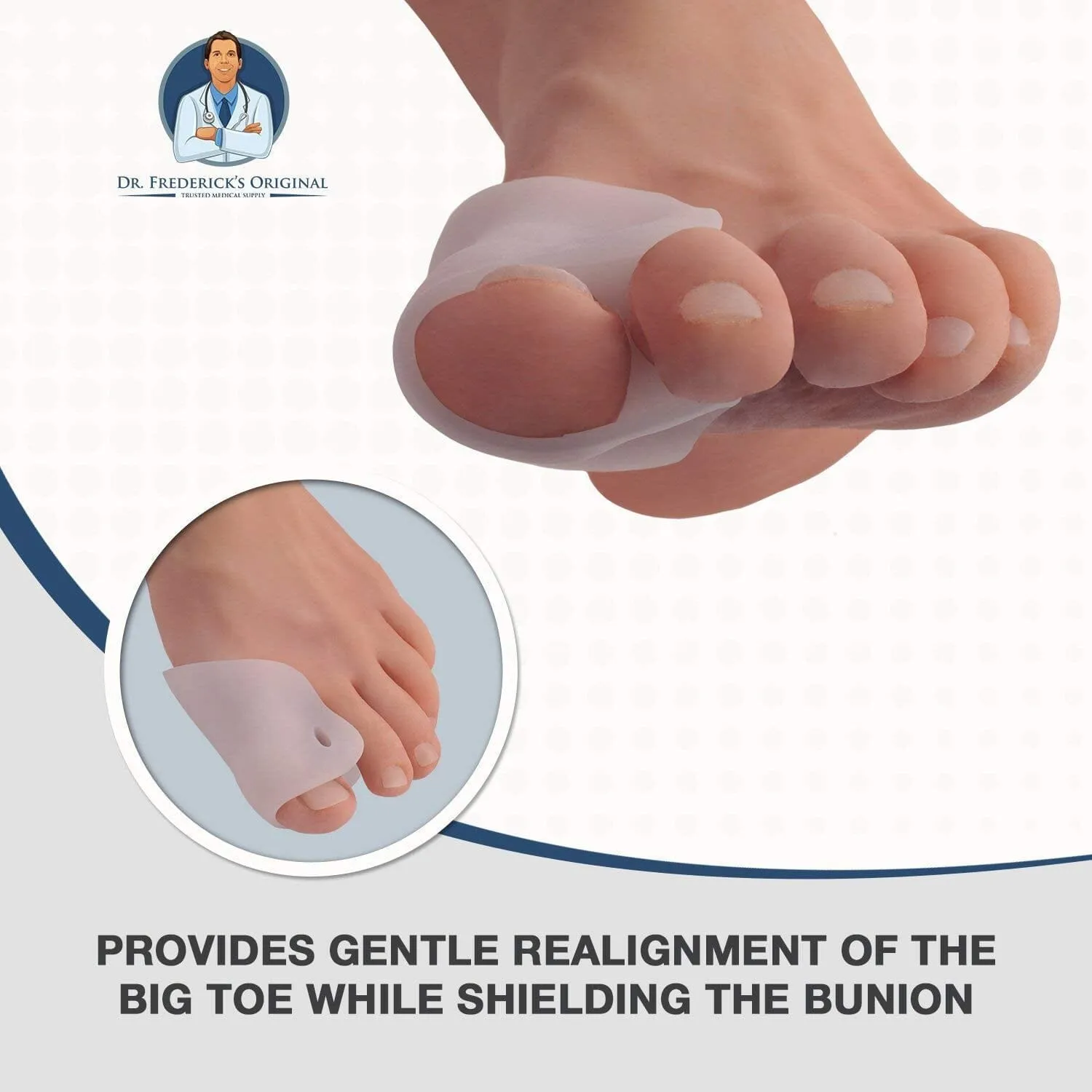 Dr. Frederick's Original Covered Toe Spacers - Gel Shields - 4 Pieces - Bunion Pain Relief