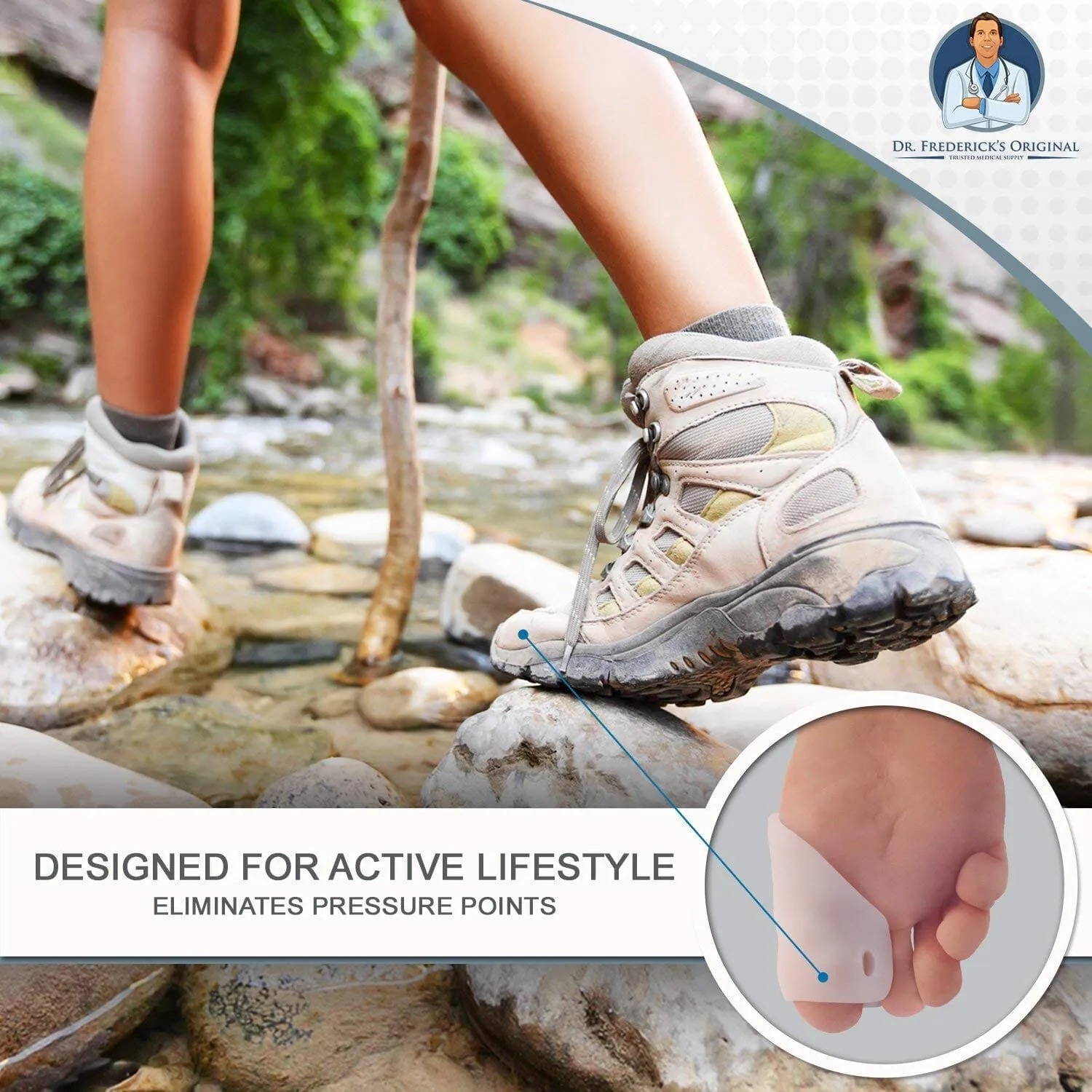 Dr. Frederick's Original Covered Toe Spacers - Gel Shields - 4 Pieces - Bunion Pain Relief