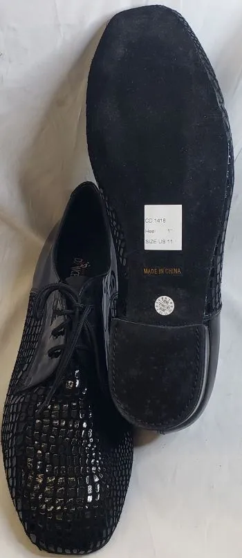 Elias -- Men's Standard Ballroom Oxford -- Black Patent