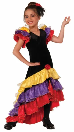 Flamenco Dancer Spanish Girls Dress Up Costume