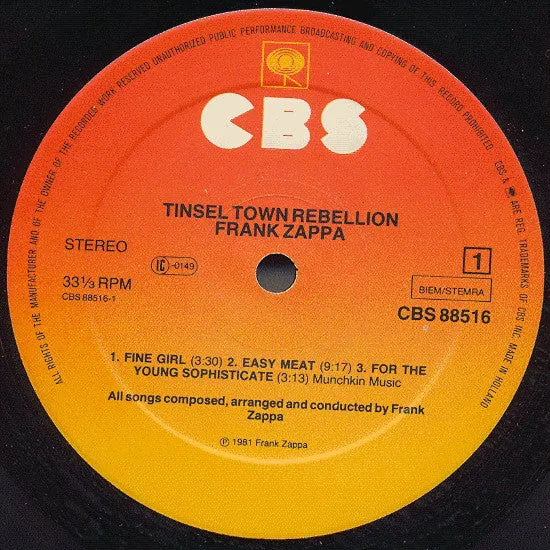 Frank Zappa - Tinsel Town Rebellion (2xLP, Album) (NM or M-)