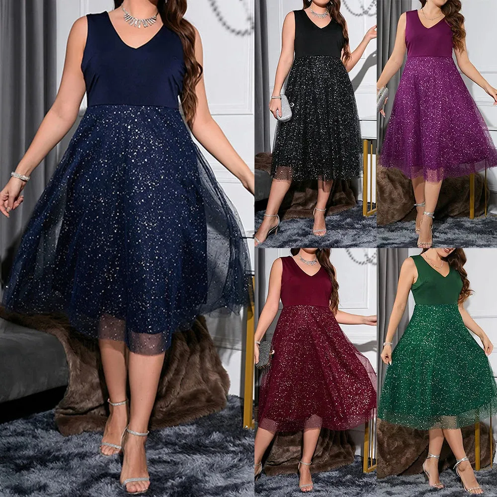Funki Buys | Dresses | Women's Plus Evening Party Midi Dress