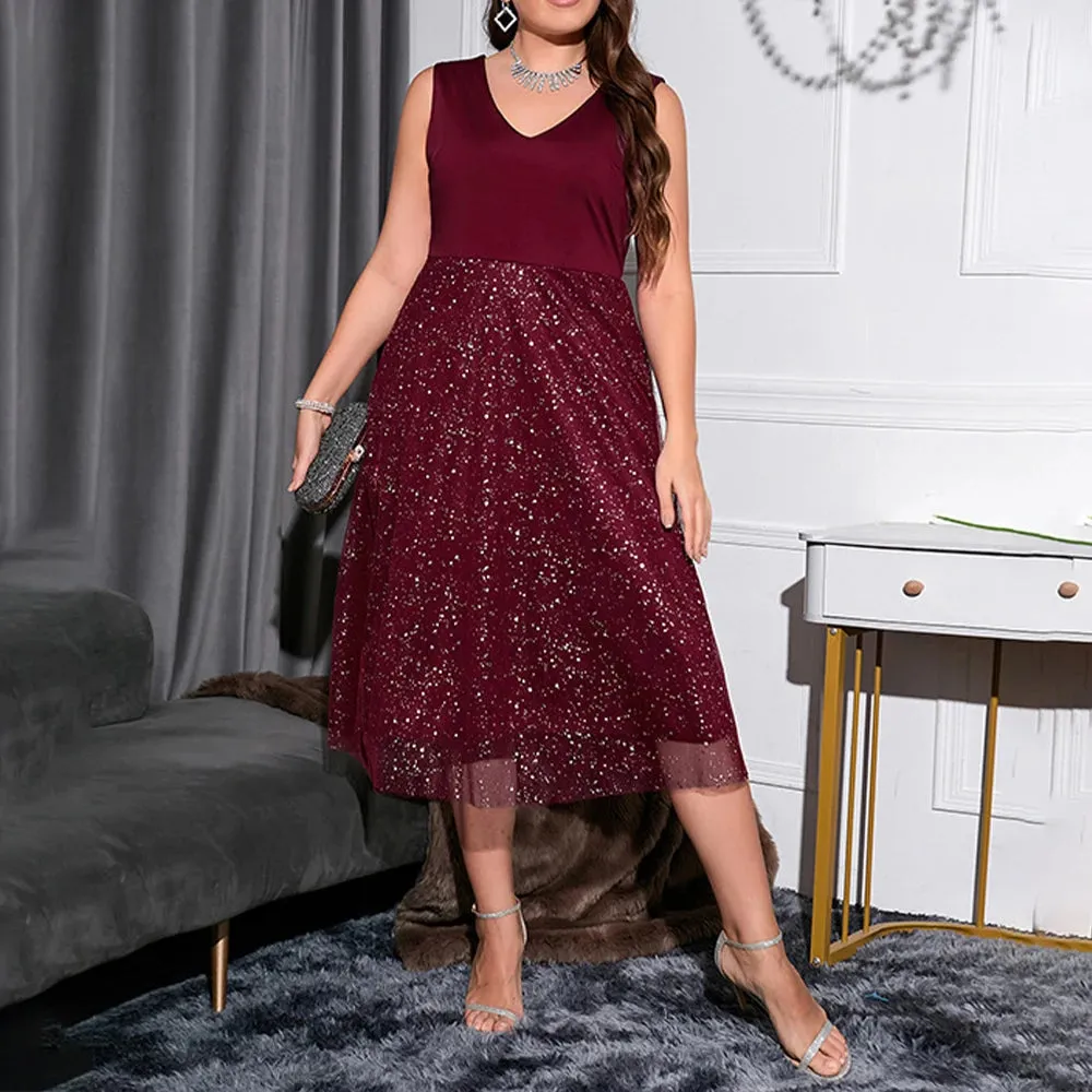 Funki Buys | Dresses | Women's Plus Evening Party Midi Dress