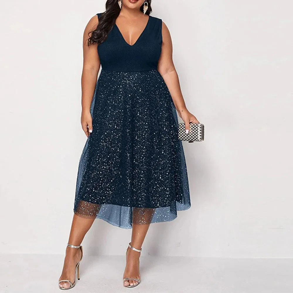 Funki Buys | Dresses | Women's Plus Evening Party Midi Dress