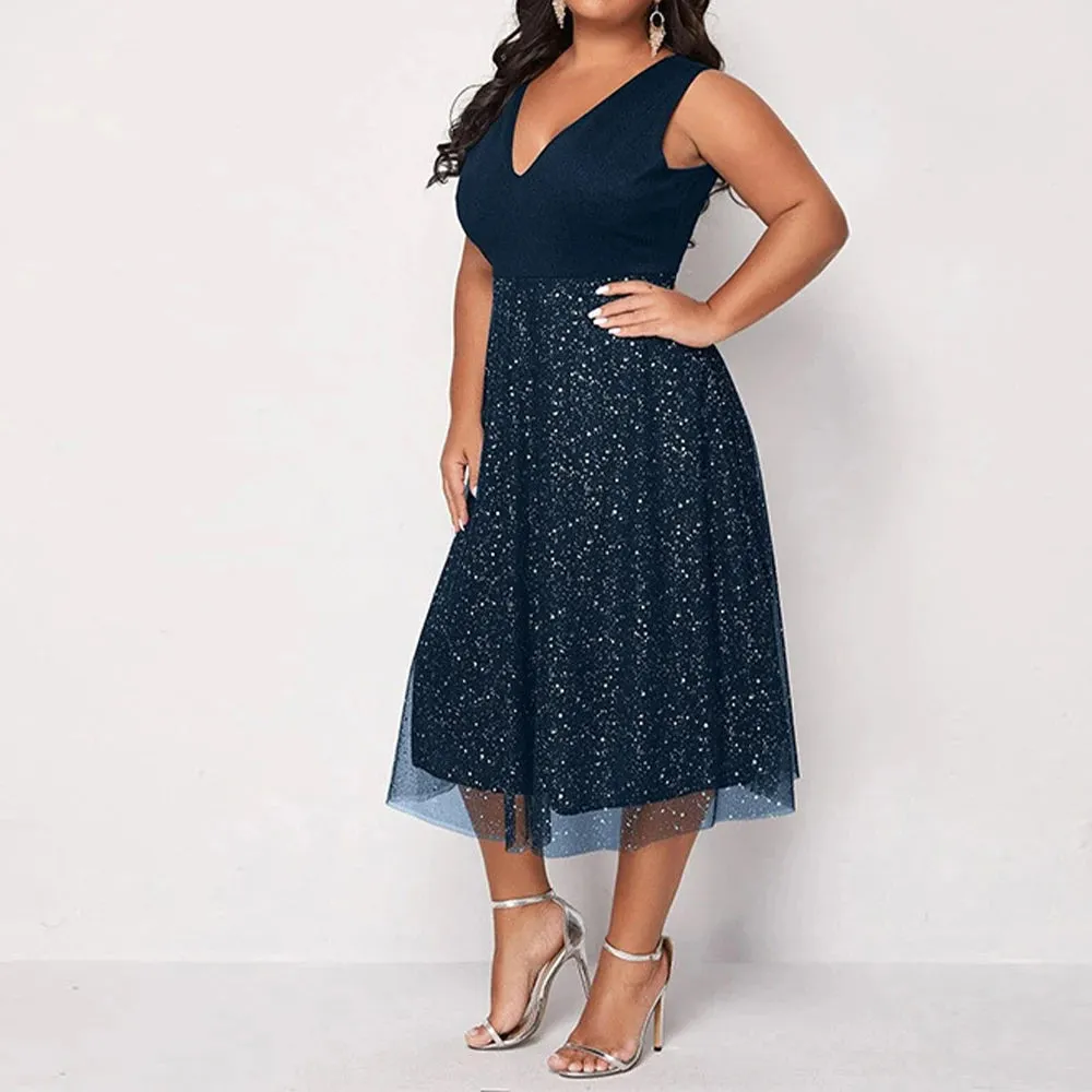 Funki Buys | Dresses | Women's Plus Evening Party Midi Dress